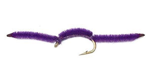 Feeder Creek San Juan Worm Fly Fishing Trout Flies Assortment by Purple/Red/Yellow/Brown - Wet Flies - Size 12,14,16,18 (3 of Each Size) - Floats Naturally and Great for Big Trout - Feeder Creek