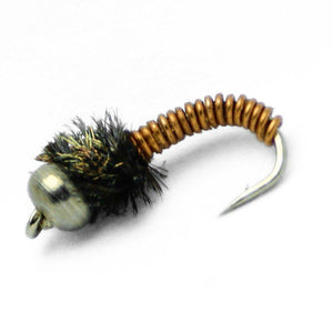 Feeder Creek Bead Head Brassie Nymph Flies - One Dozen - 4 Size Assortment 12,14,16,18 (3 of Each) - Feeder Creek