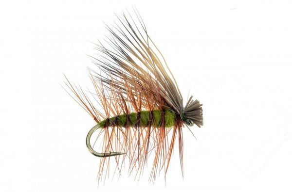 Feeder Creek Fly Fishing Trout Flies Assortment - Elk Hair Caddis Olive - One Dozen Size 16 - Feeder Creek