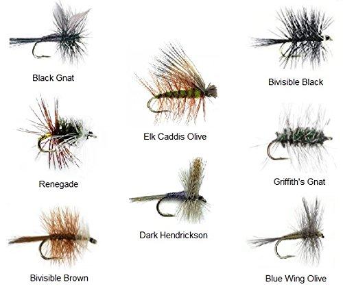 Fly Fishing Assortment - 32 Classic Dry Flies / Fly Box - 8 PATTERNS 4 Sizes