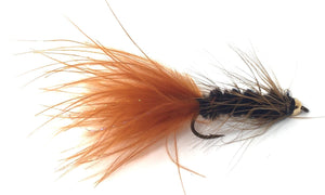 Bead Head Wooly Bugger Fly Fishing Flies - One Dozen - 4 Sizes 6, 8, 10, 12 - Pattern Black / Brown - Feeder Creek