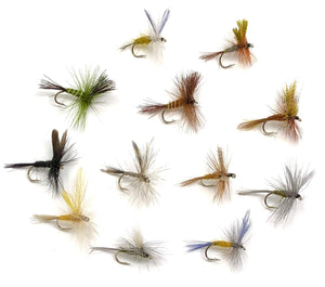 Dry Fly Assortment 72 Flies in 12 Patterns - 3 Sizes 12,14,16 (Hendrickson, Drake, Dun, and More)