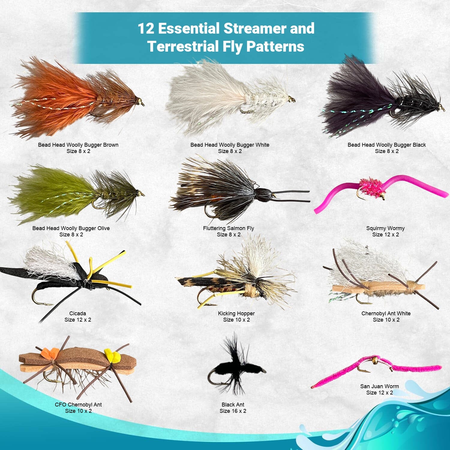 Woolly Bugger Flies Feeder Creek Dry Flies Assortment, Dry Fly