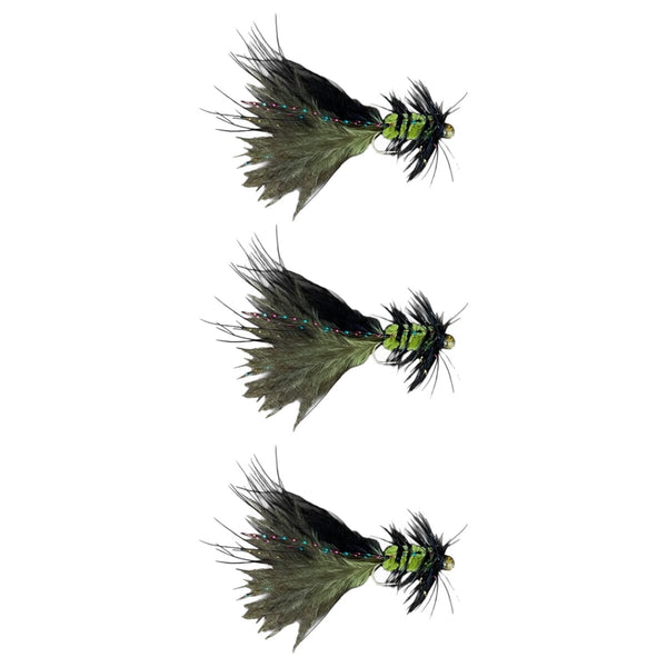 Beadhead Crystal Bugger - Black/Olive | 3 Pack