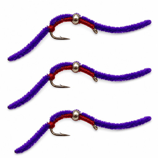 San Juan worm purple bead head 3 pack