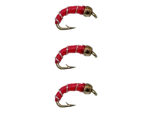 Red Zebra Midge Trout Flies 3 Pack