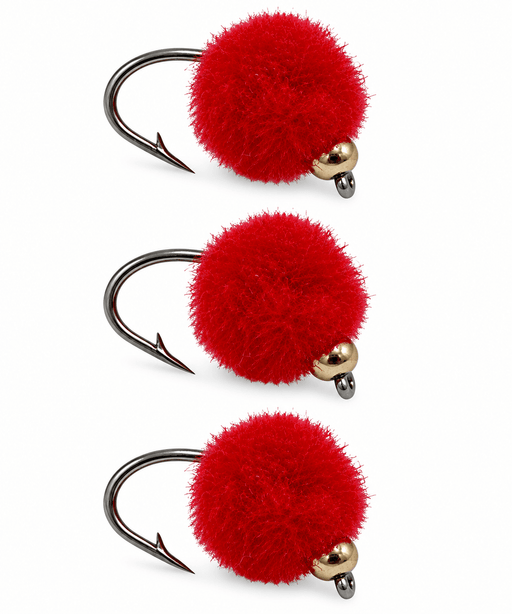 3 pack of trout eggs red with bead head