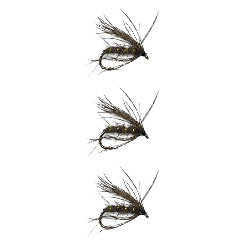 Hares Ear Soft Hackel Wet Flies Trout 3 Pack