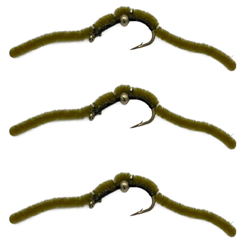 san juan worm olive or green streamer flies