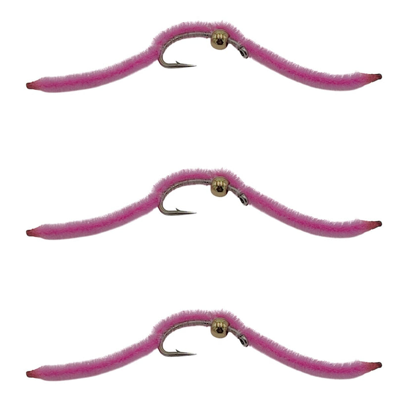 san juan worm pink bead head streamers