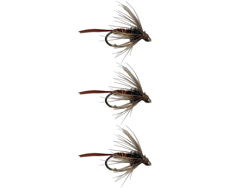 Brown Soft Hackle Trout Flies Nymphs 3 Pack