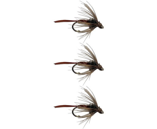 Brown Soft Hackle Trout Flies Nymphs 3 Pack