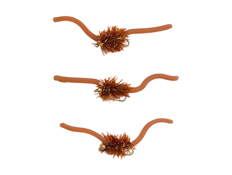 Squirmy Worm Bead Head Brown | 3 Pack