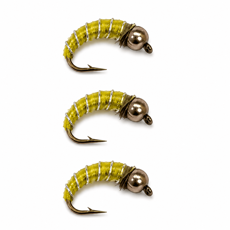 Zebra Midge Bead Head Yellow 3 Pack