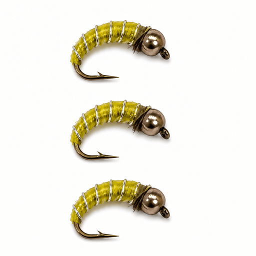 Zebra Midge Bead Head Yellow 3 Pack