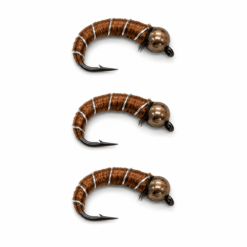 Bead Head Zebra Midge Brown 3 Pack