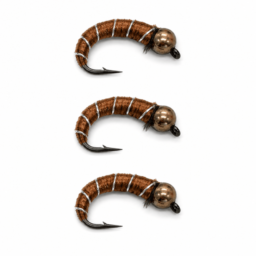 Bead Head Zebra Midge Brown 3 Pack
