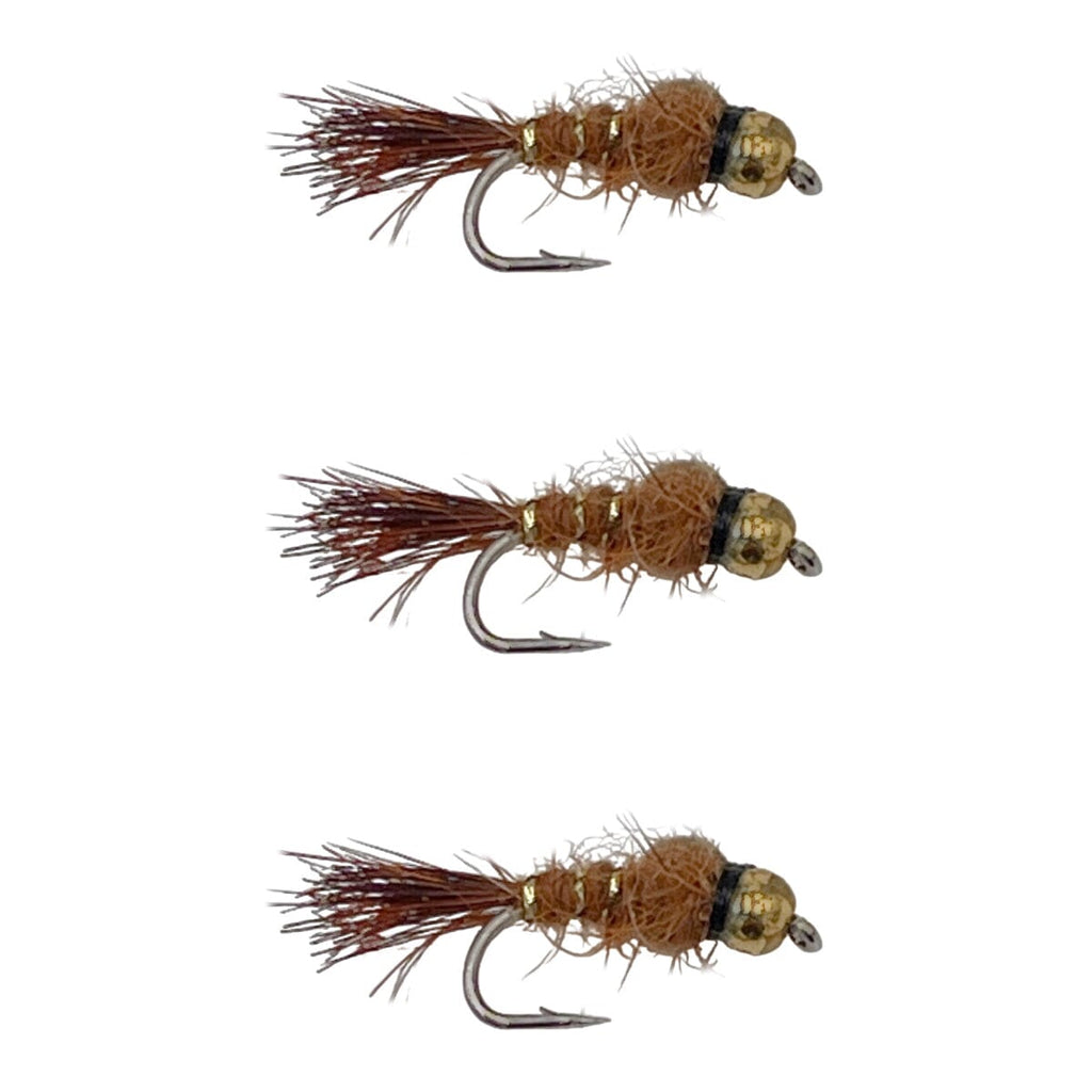 hares ear brown with bead head 3 pack