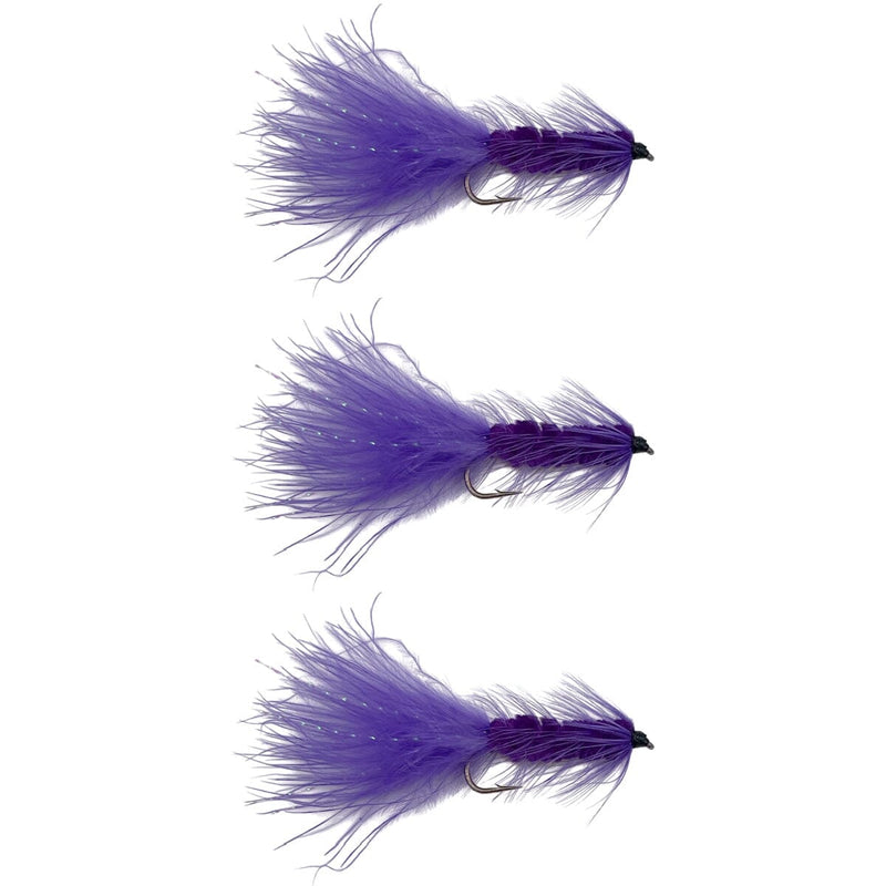 woolly bugger streamer flies purple 3 pack