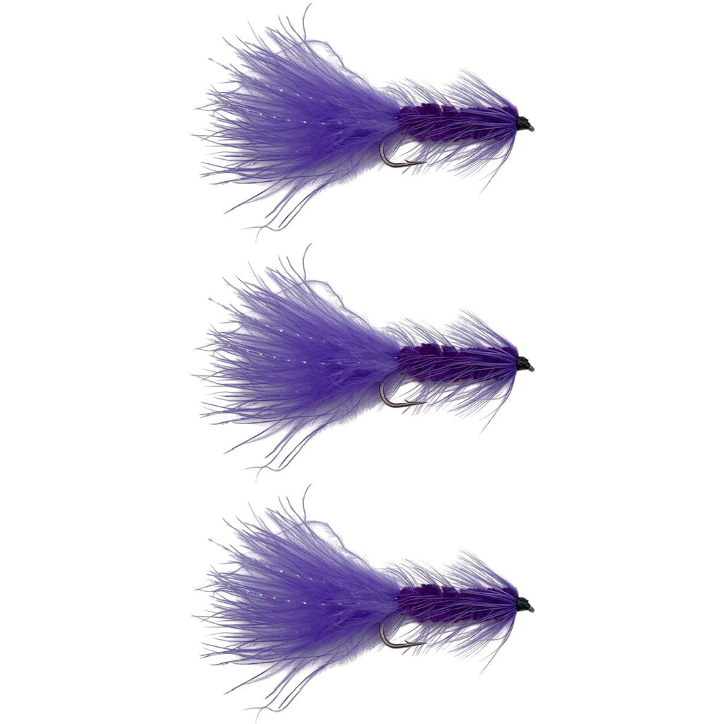 woolly bugger streamer flies purple 3 pack