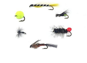 Feeder Creek Fly Fishing Assortment - 12 WET FLIES (Wooly Worm, Ant, Helgramite, Beetle, and More) - Feeder Creek