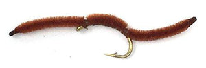 Feeder Creek San Juan Worm Fly Fishing Trout Flies Assortment by Purple/Red/Yellow/Brown - Wet Flies - Size 12,14,16,18 (3 of Each Size) - Floats Naturally and Great for Big Trout - Feeder Creek