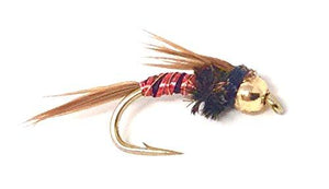 Fly Fishing Nymph Flies for Trout - One Dozen Bead Head Lightning Bug Wet Flies - 3 Sizes - Feeder Creek