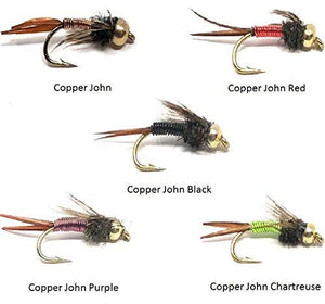 One Dozen Copper John Flies in Many Colors and 4 Sizes 12,14,16,18