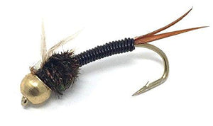 Fly Fishing Trout Flies - Copper John Black Nymph with Bead Head - One Dozen 4 Sizes - Feeder Creek