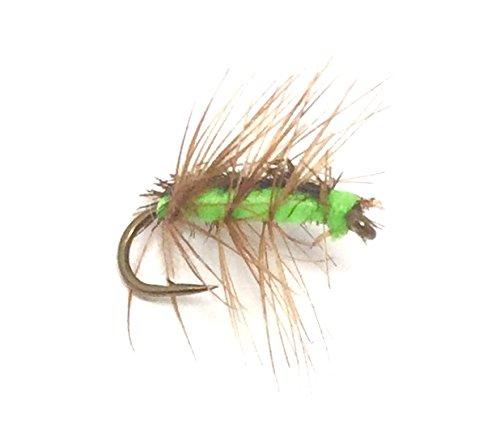 Fly Fishing Flies Assortment - Crackleback Midge Green - 15 Midge Flies - 5 Size Assortment - Feeder Creek