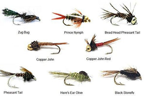 Feeder Creek Flies- 16 Popular Nymphs for Trout and Freshwater Fish - 8 Nymph Patterns Sizes 12-18 - Feeder Creek