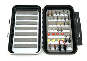 Wet and Streamer Flies - 20 Patterns and 40 Total Flies with Large Waterproof Fly Box - Bead Head, Wooly Worms, Eggs, Caddis, Stonefly, Nymphs, and More