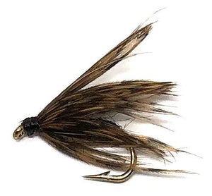 Feeder Creek Fly Fishing Trout Flies - Soft Hackle Black- 12 Wet Flies - 3 Sizes - Feeder Creek