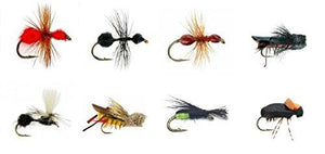 Fly Fishing Flies  ANTS, HOPPERS, AND BEETLES - 16 Total Flies in 8 Patterns - Sizes 14,16 - Feeder Creek