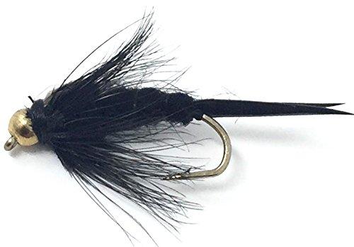 Feeder Creek Stonefly Bead Head Black Nymph Fly Fishing Flies - 3 Sizes 12,14,16 (4 of Each Size) - Feeder Creek