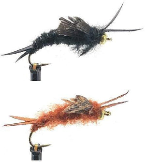 One Dozen Bead Head Stonefly Nymphs - Black or Brown - Sizes 10-16