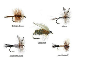 Feeder Creek Fly Fishing Assortment - 15 Dry Flies (Adams, Wulff and More) Size 14 - Feeder Creek