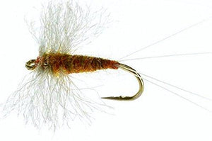Feeder Creek Fly Fishing Trout Flies - Rusty Spinner Dry Mayfly - 12 Flies - 3 Sizes 12, 14, 16, 18 - Feeder Creek