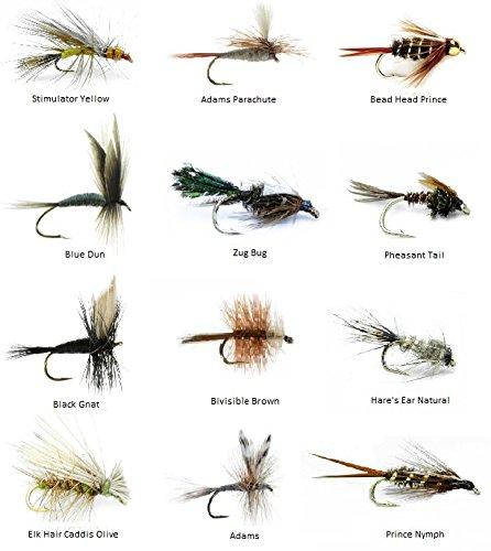 Feeder Creek Fly Fishing Lures - 72 Hand Tied Fishing Flies (6 Dozen) - 12 Patterns - Feeder Creek