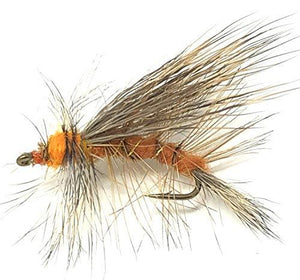 Feeder Creek Fly Fishing Assortment Stimulator Dry Flies for Trout and Other Freshwater Fish - 36 Hand Tied Flies in Sizes 12,14,16 (3 of Each Size) Yellow, Orange, Black, Green, Purple and Crystal
