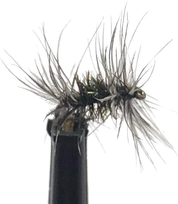 Feeder Creek Fly Fishing Assortment Grey Ugly Dry Flies - One Dozen for Trout and Other Freshwater Fish - Hand Tied Sizes 14, 16, 18, 20 (3 of Each Size)