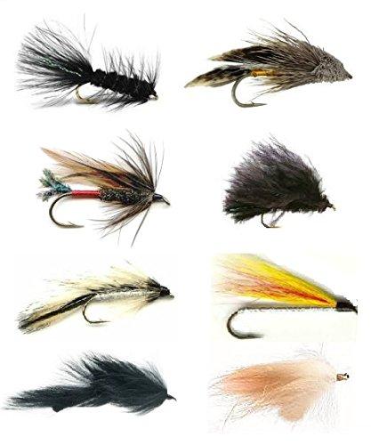 Feeder Creek Fly Fishing Lures, 9 Patterns of Dry and Wet Flies for Trout,  Bass, Salmon & Other Freshwater Fish in 4 Different Sizes, 36/72 Set