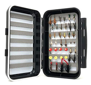 Wet and Streamer Flies - 20 Patterns and 40 Total Flies with Large Waterproof Fly Box - Bead Head, Wooly Worms, Eggs, Caddis, Stonefly, Nymphs, and More