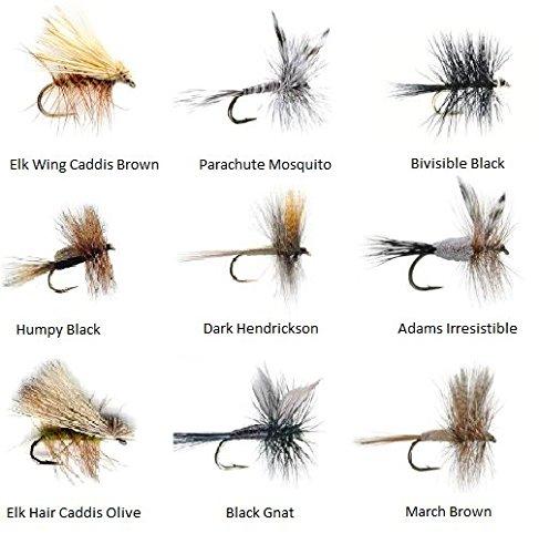 Feeder Creek Fly Fishing Flies Assortment for Trout Fishing and Other Freshwater Fish - 36 Dry Flies - 18 Patterns - Feeder Creek