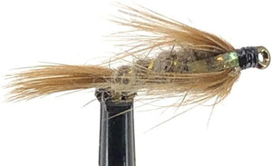 Feeder Creek Fly Fishing Flies - One Dozen - Flashback Calibaetis Nymph Fly for Trout and Other Freshwater Fish (14, Tan)