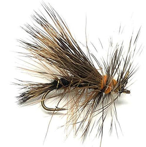 Feeder Creek Fly Fishing Assortment - Two Dozen Flies in 6 Trout Crushing Patterns of Dry Flies (Griffith's Gnat, Grey Ugly, Black Gnat, Black Humpy, Bivisible Black, Stimulator Black) Sizes 12-14