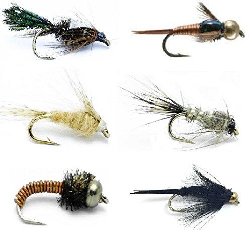Feeder Creek Flies - 18 CLASSIC NYMPHS - 6 Famous Nymph Patterns Sizes 12-16 - Feeder Creek