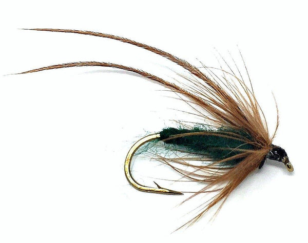 Feeder Creek Fly Fishing Trout Flies - Caddis Mayfly Green Wet Fly Soft Hackle -Three Sizes 14,16,18 - Feeder Creek