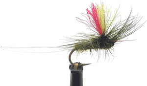Feeder Creek Fly Fishing Trout Flies - Indicator Parachute Blue Wing OLLIVE (BWO) - One Dozen Flies - 3 Size Assortment 16, 18, 20 (4 of Each Size)