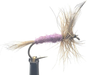 Fly Fishing Flies for Trout - Adams Dry Fly Pattern Purple - Hand Tied Size 12, 14, 16, 18 - One Dozen (3 of Each Size)